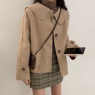 Button Jacket / Plaid Mini Skirt / Top