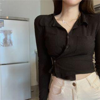 Long-sleeve Sheath Cropped Top