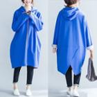Hooded Long Zip Coat Blue - One Size