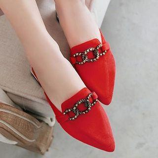 Faux Suede Hoop-accent Mules