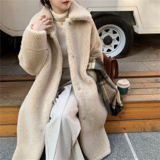 Plain Fleece Coat Khaki - One Size