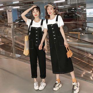 Short-sleeve T-shirt / Denim Dungaree / Dungaree Dress