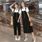 Short-sleeve T-shirt / Denim Dungaree / Dungaree Dress