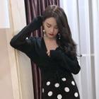 Wrap Knit Top / Dotted Pencil Skirt