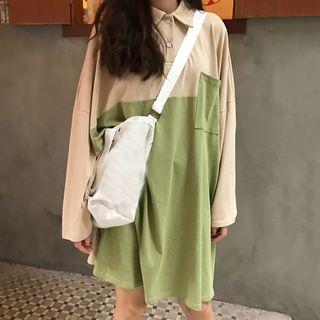 Two-tone Long-sleeve Polo Dress
