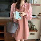 Lantern-sleeve Collar Mini Dress