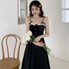 Spaghetti Strap Midi A-line Dress As Shown In Figure - One Size