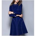 Stitch Detailed Long Sleeve A-line Dress