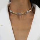 Two-tone Chunky Chain Choker 3804 - Silver & Gold - One Size