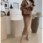 Set: Fleece-lined Hoodie + Band-waist Long Skirt