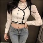 Long-sleeve Cropped Shirt / Buttoned Cropped Tank Top