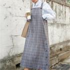 Glen Plaid Long Pinafore Dress