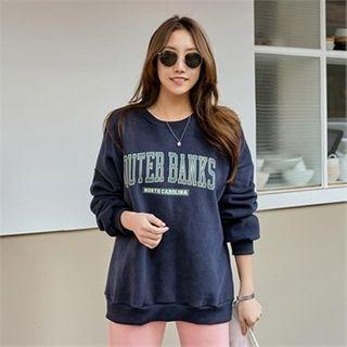 Napped Letter Print Sweatshirt