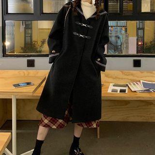 Contrast Trim Midi Coat Black - One Size