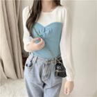 Two-tone Panel Knit Top