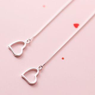 Heart Threader Earring 1 Pair - S925 Sterling Silver Earring - One Size