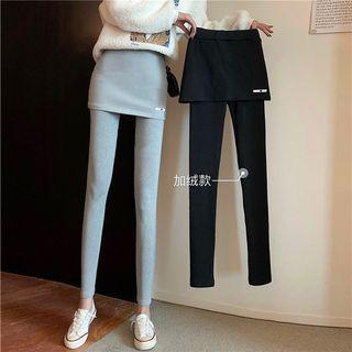 Brushed Fleece-lined Mock Two-piece Leggings