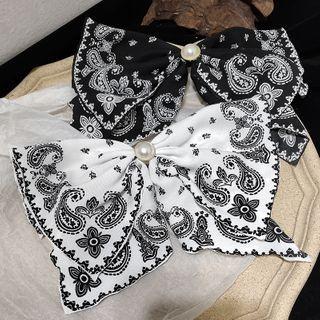 Faux Pearl Print Bow Hair Clip