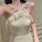 Sleeveless Ruffled A-line Midi Dress Almond - One Size
