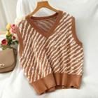 Zebra Print V-neck Knit Vest