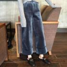 Plain Velvet Loose-fit Wide-leg Pants