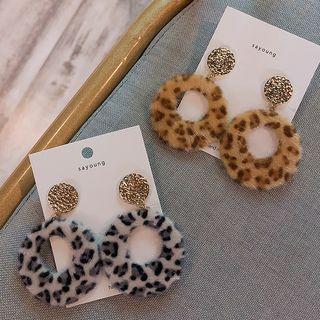Leopard Print Chenille Hoop Dangle Earring