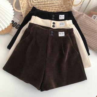 Lettering Patch Corduroy Shorts