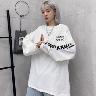 Long-sleeve Letter T-shirt White - One Side