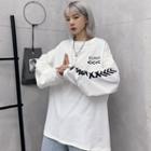 Long-sleeve Letter T-shirt White - One Side