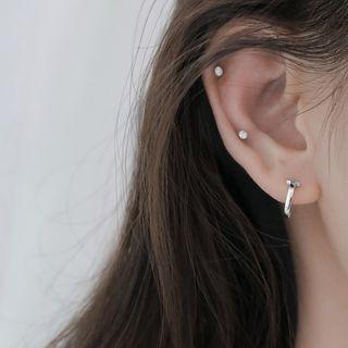 925 Sterling Silver T Shape Earring 1 Pair - 925 Silver - T Shape - Silver - One Size
