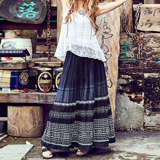 Patterned Embroidered Maxi Skirt