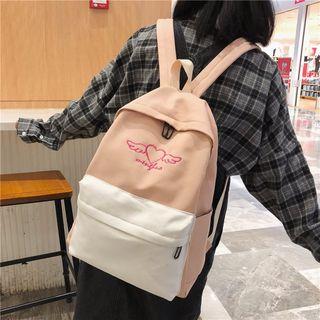 Embroidered Color Block Backpack