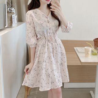 V-neck Floral Midi A-line Skirt