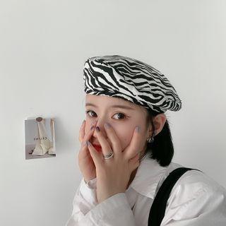 Zebra Print Beret Hat