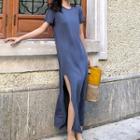 Short-sleeve Slit Maxi T-shirt Dress