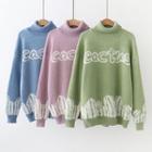 Cactus Print Turtleneck Sweater