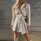 Puff-sleeve Boucl  Cropped Jacket