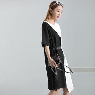 Tie-waist Colorblock T-shirt Dress