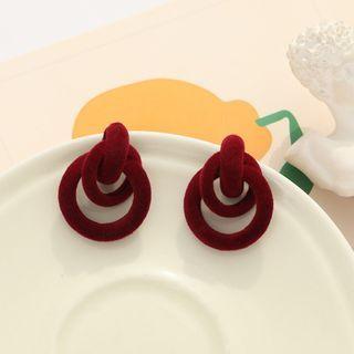 Flocking Hoop Earring 1 Pair - S925 Silver Stud - Red - One Size