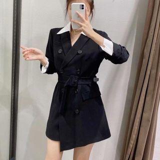 Double Breasted Two Tone Coat Dress