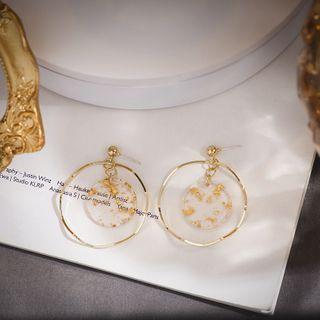 Irregular Round Drop Earring 1 Pair - Era085-21 - Gold - One Size