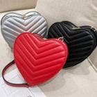 Heart Shape Faux Leather Crossbody Bag
