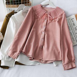 Mesh-collar Loose-fit Blouse
