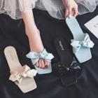 Bow Faux Leather Slide Sandals