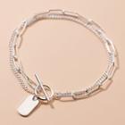 Layered Chain Bracelet 1 Pc - S925 Silver - Silver - One Size