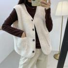 Sleeveless Fleece Button Top