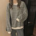 Stripe Loose Fit Sweatshirt Stripe - Black & White - One Size