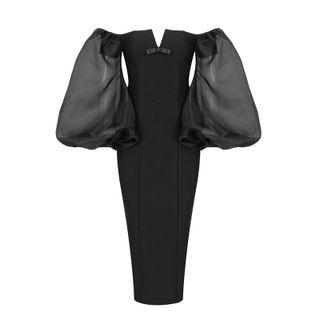 Cold Shoulder Midi Sheath Party Dress