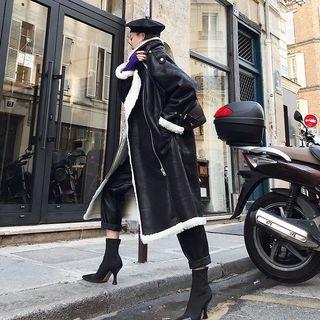 Genuine Suede Furry Zip Coat