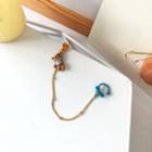 Bear Chained Cuff Earring 1 Pr - Blue & Gold - One Size